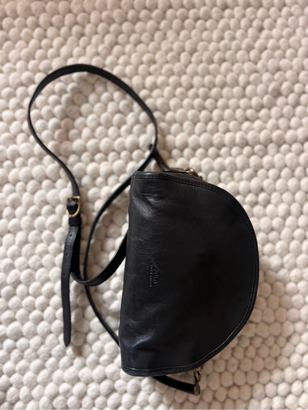 Black Polo Ralph Lauren Leather Crossbody Bag